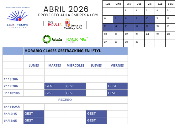 Aula empresa calendario Gestracking
