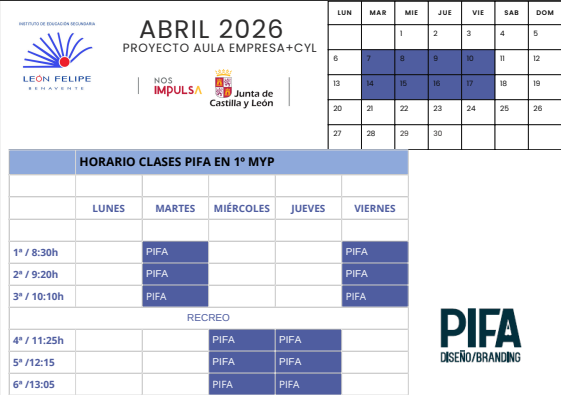 Aula empresa calendario Pifa