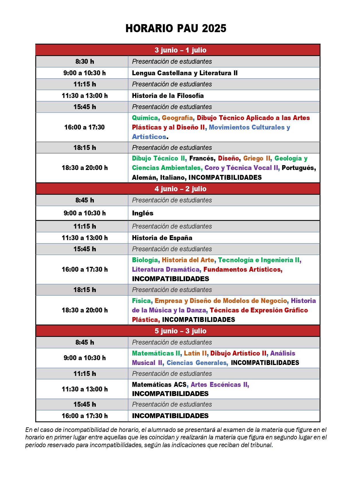 horario