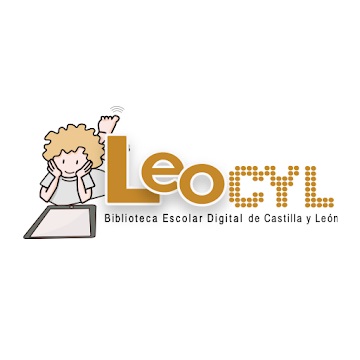 Dibujo de niño leyendo y texto en logo LEOCYL